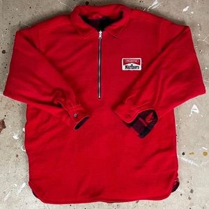 Vintage 90’s Marlboro Plaid Reversible Pullover Fleece Sweatshirt